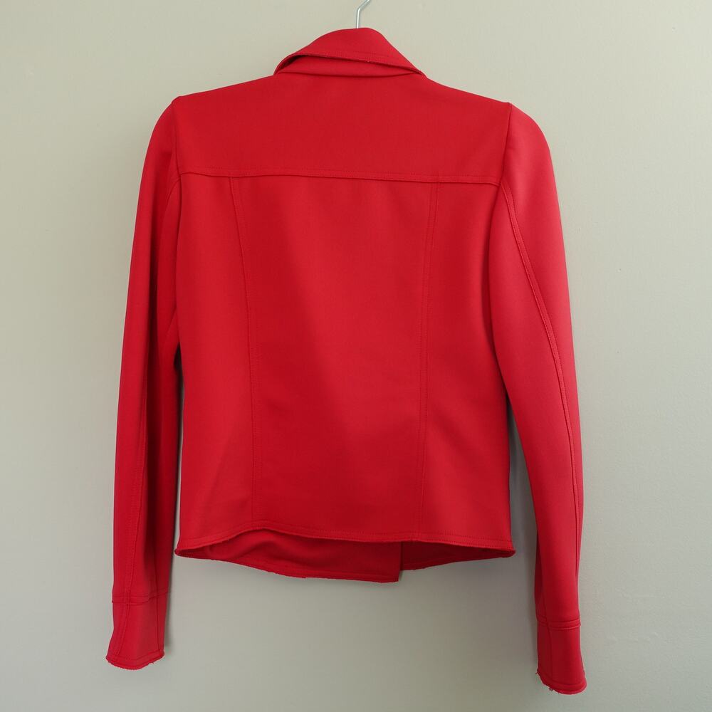 TAHARI Red Lightweight Stretchy Scuba Moto Zipper Jacket Blazer Women's Size XS - Picture 7 of 10